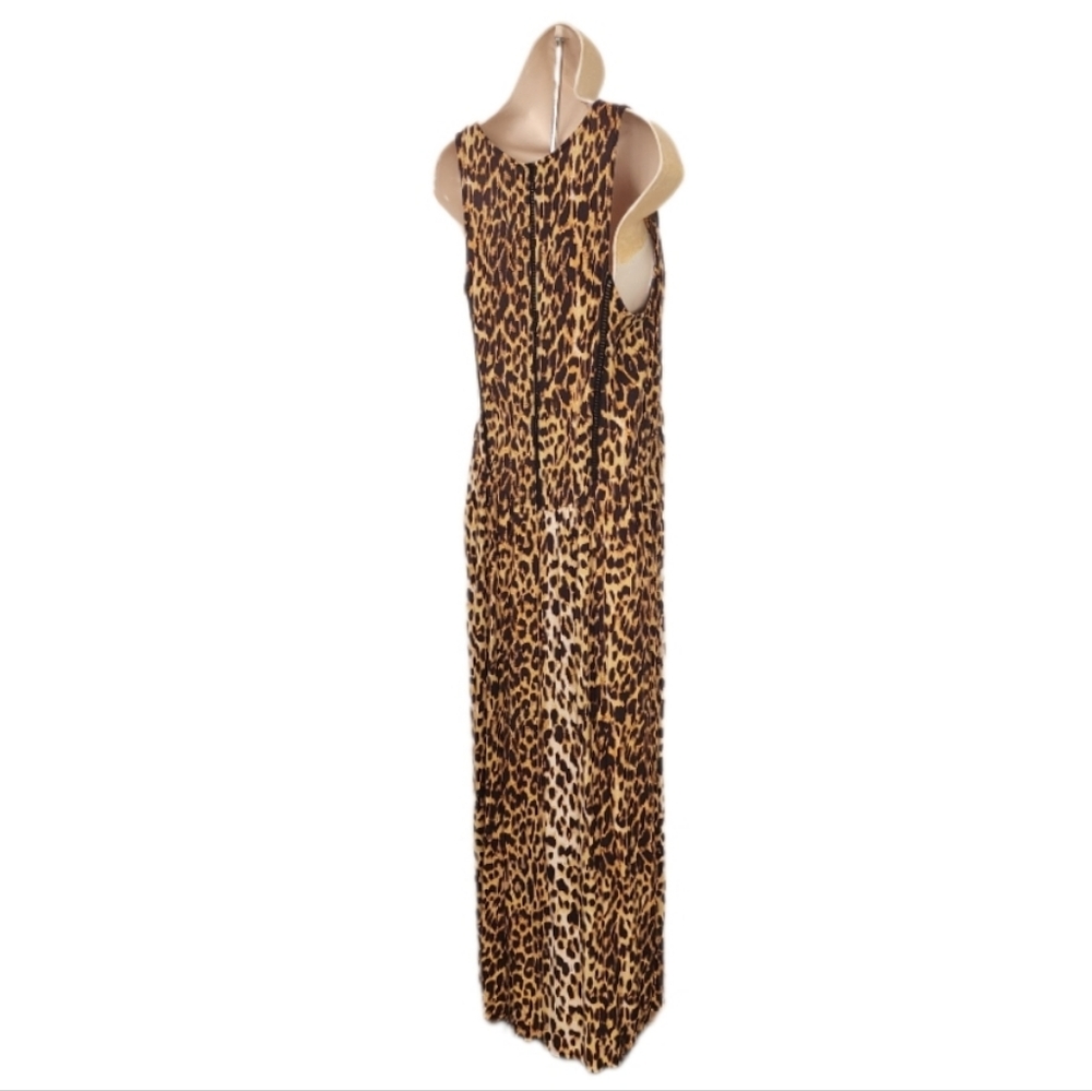 MINKPINK Dress Leopard Print 1/2 Button Down Slit Sides Loungewear Brown Size XS - Picture 11 of 16